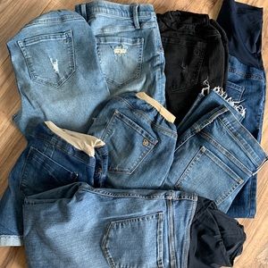 Maternity jeans and a pair of shorts